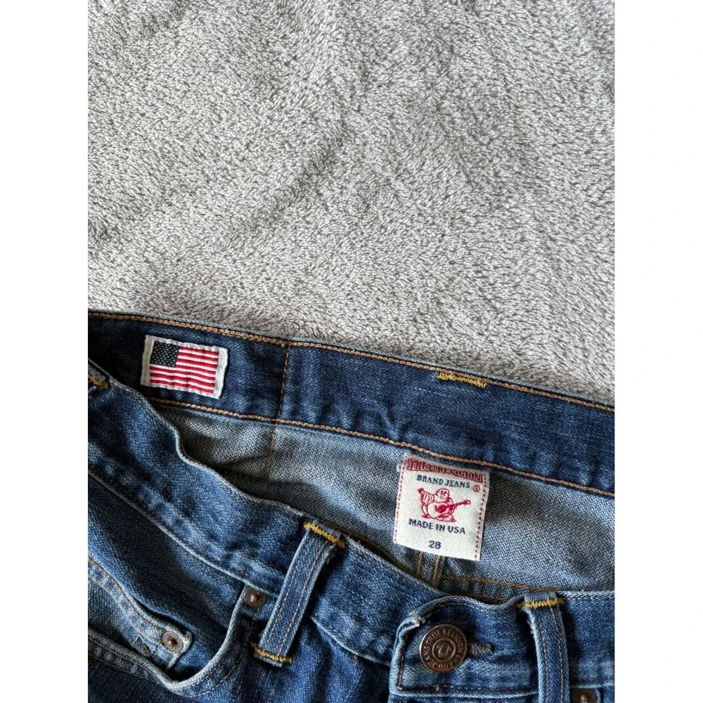 True Religion Mens Rocco Slim Jeans 28 x 32.5 Blue Distressed USA Y2K Skinny